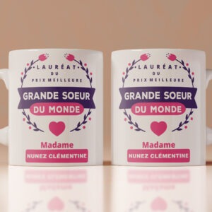 Mugs | Tasses Laureat du prix | Meilleure Grande Sœur du monde | Double face