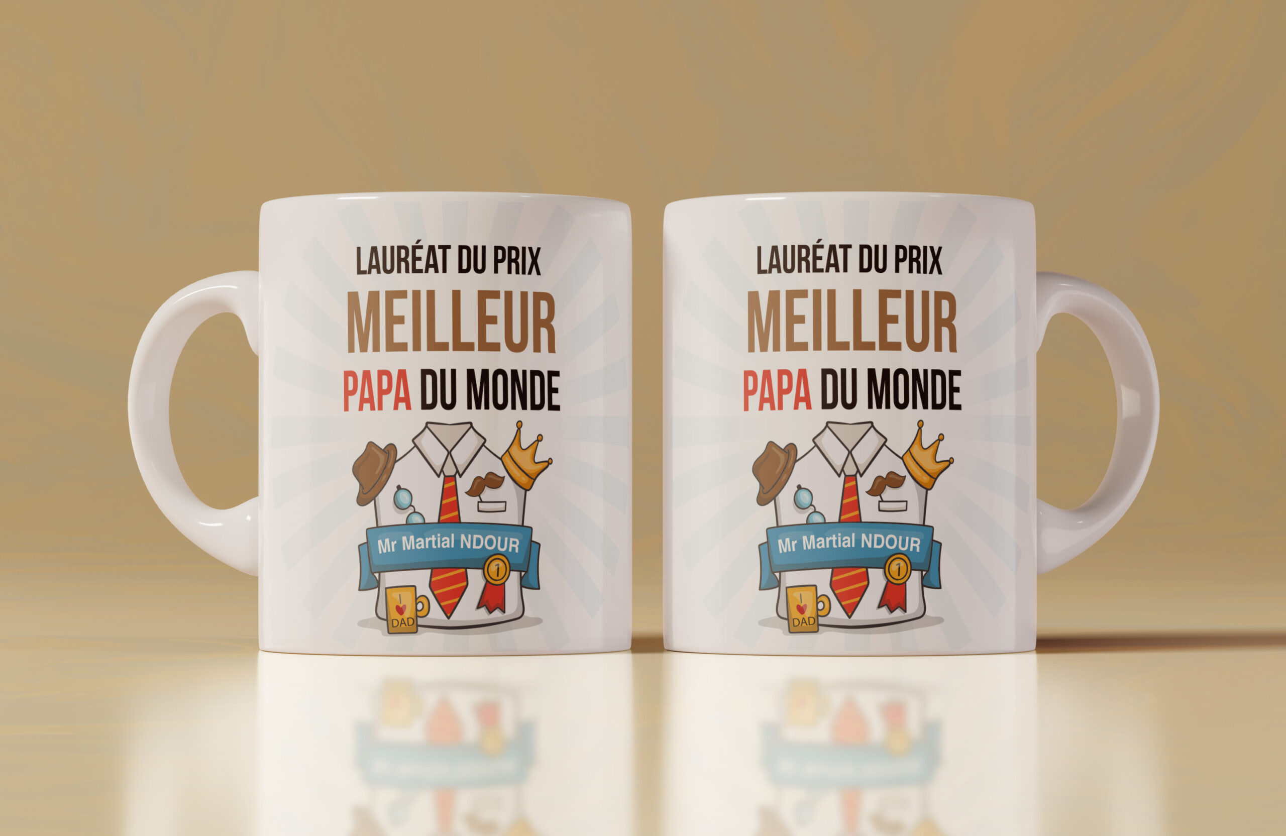 Mugs | Tasses Laureat du prix | Meilleure Papa du monde | Double face