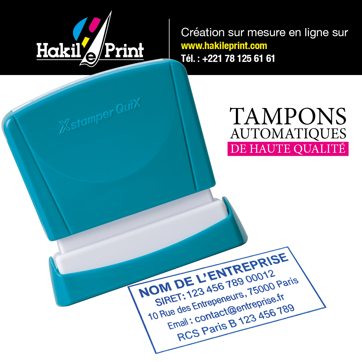 Tampon / Cachet Rectangle Express + Conception Graphique Offerte